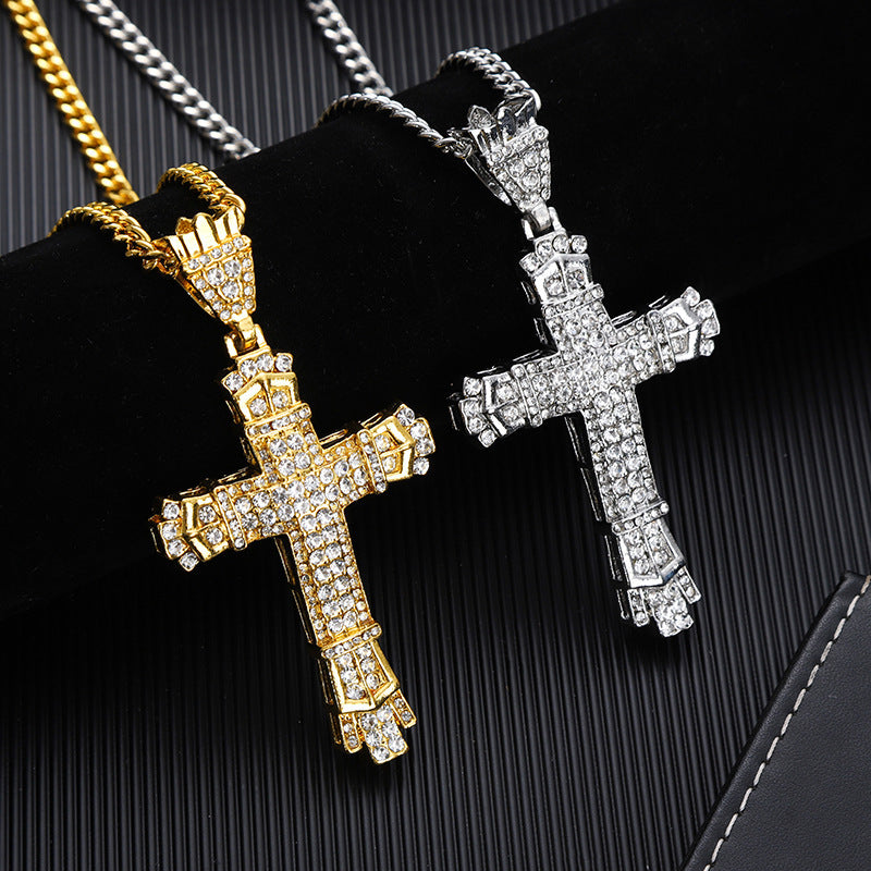 Diamond Vintage Cross Pendant Hip Hop Necklace - MERGE.DAY.1.FREESTYLE