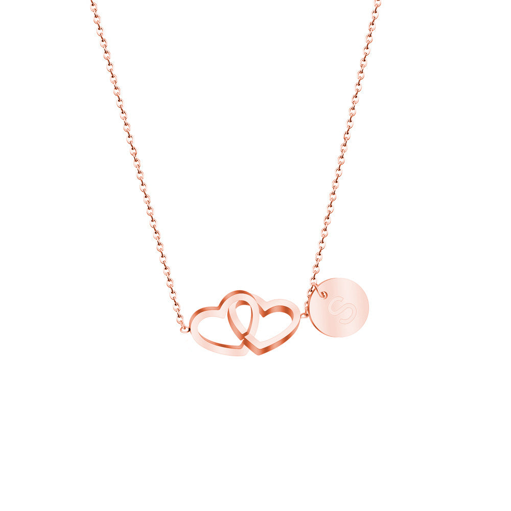 Double love necklace interlocking heart pendant - MERGE.DAY.1.FREESTYLE