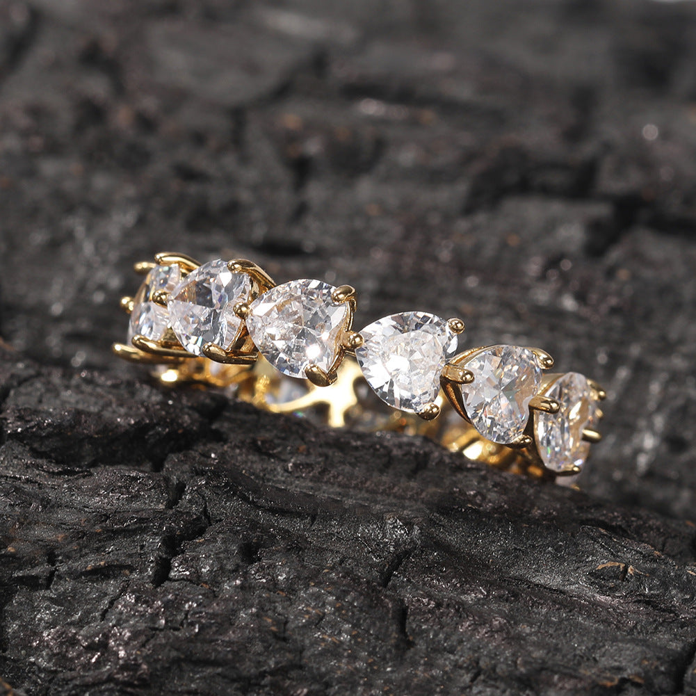 Hip-hop single-row heart-shaped zircon rings - MERGE.DAY.1.FREESTYLE