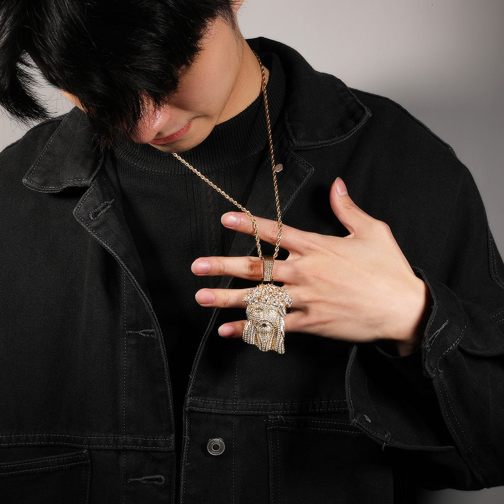Hip Hop Iced Out CZ Jesus Piece Pendant Necklace - MERGE.DAY.1.FREESTYLE
