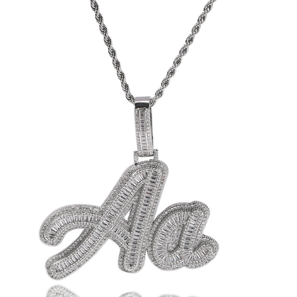 JON Stitching Diamond Letter Pendant Hip Hop Necklace - MERGE.DAY.1.FREESTYLE