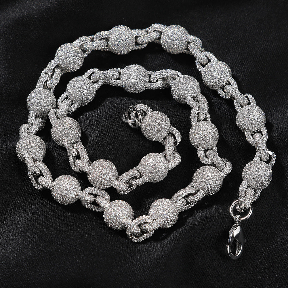10mm Micropaved 5A Zirconia Ball Chain Necklace - MERGE.DAY.1.FREESTYLE