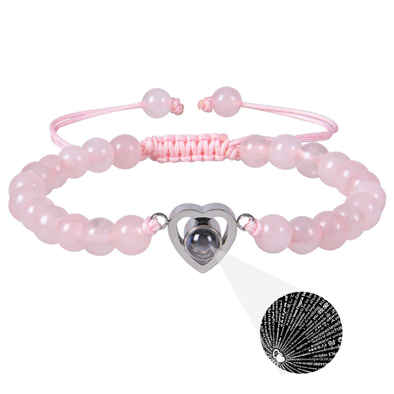 Pink zebra stone beaded heart-shaped projection bracelet - MERGE.DAY.1.FREESTYLE