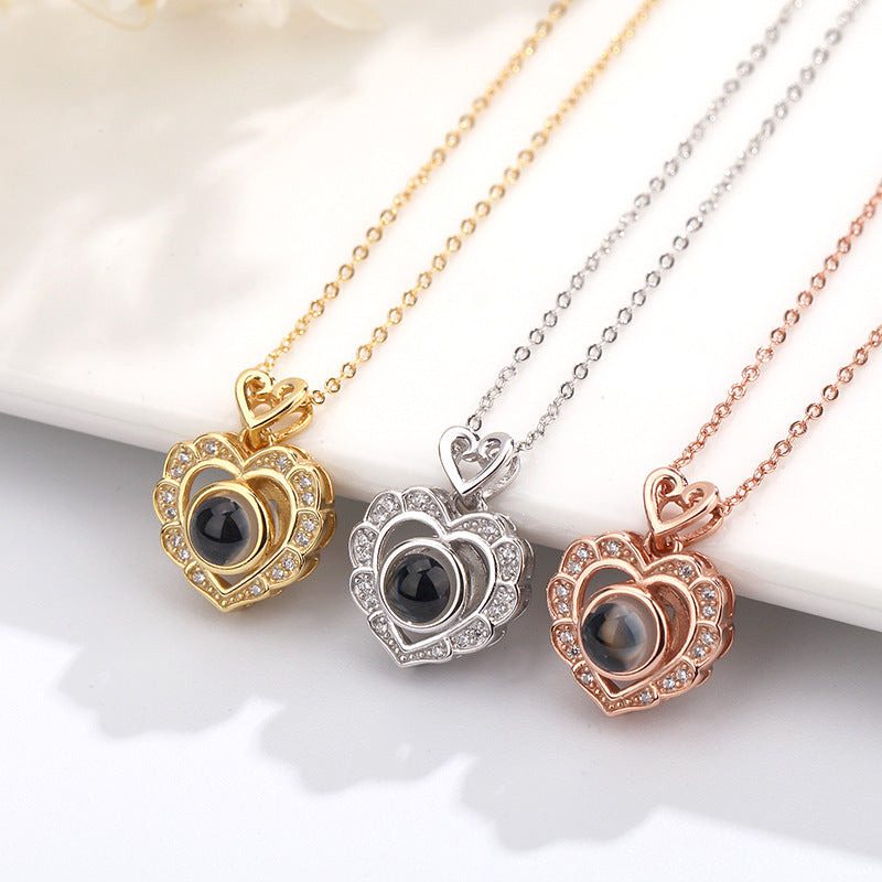 Full Diamond Love Projection Necklace Photo Custom Pendant - MERGE.DAY.1.FREESTYLE