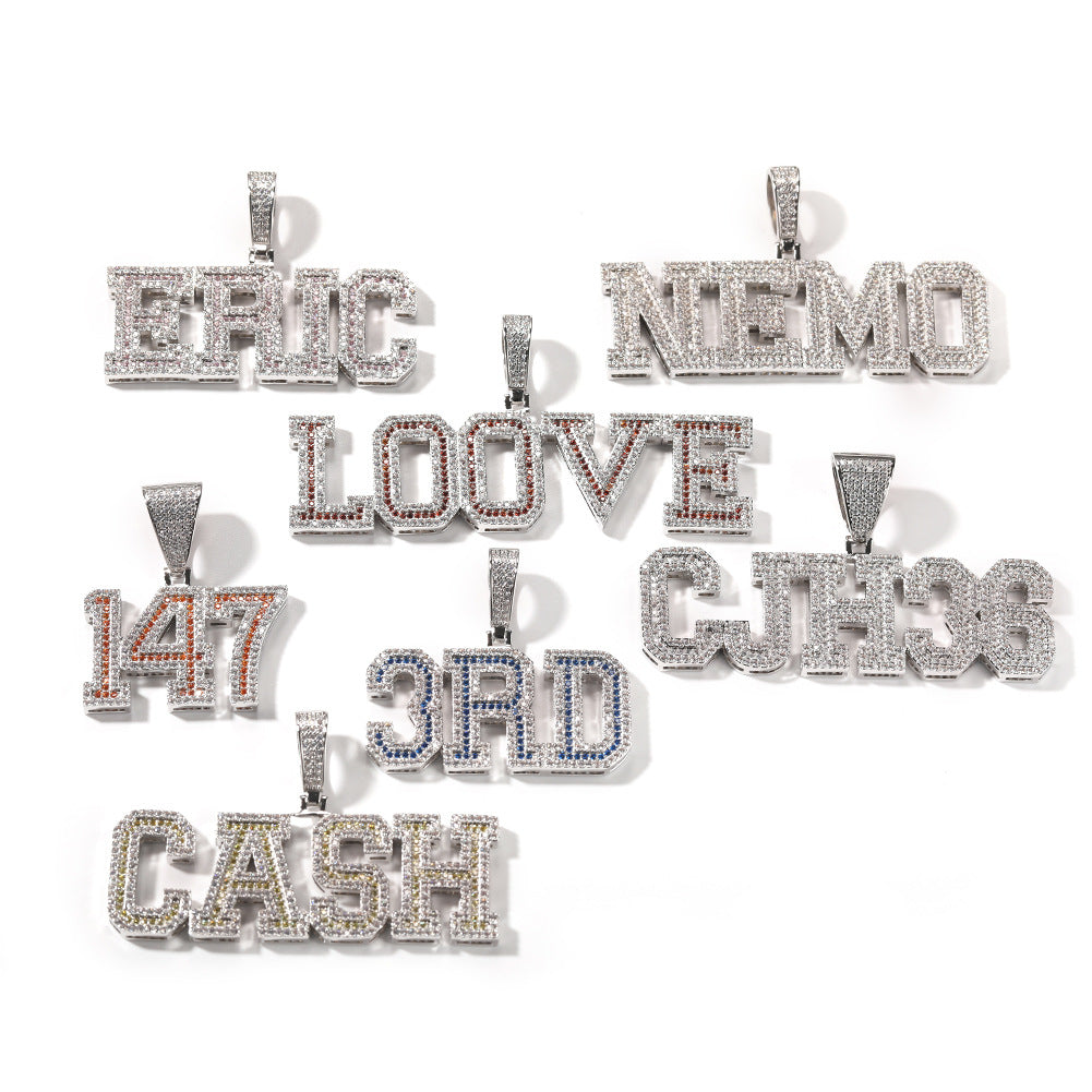 Alphabet Necklace Diamond Quartz Panel Hip Hop Necklace - MERGE.DAY.1.FREESTYLE