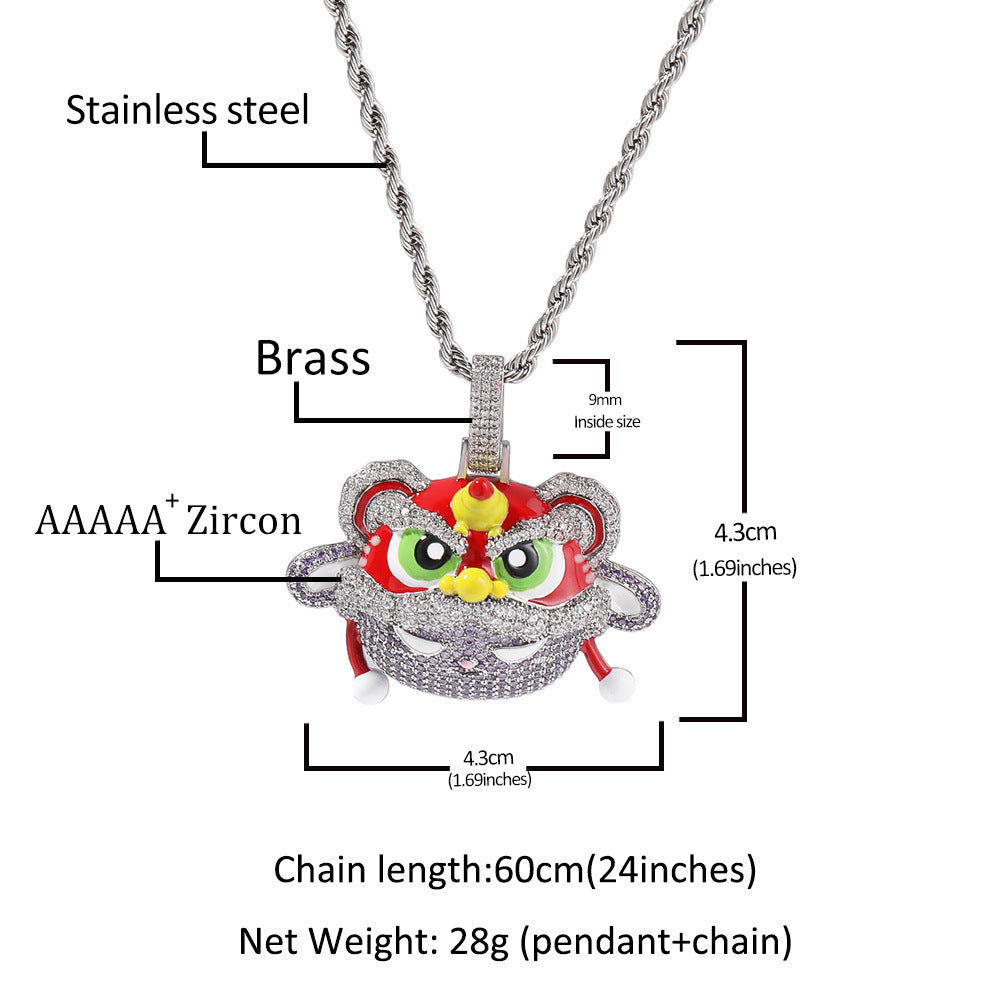 Ancient Lion Pendant Necklace Personalized Diamond Hip-Hop Necklace - MERGE.DAY.1.FREESTYLE