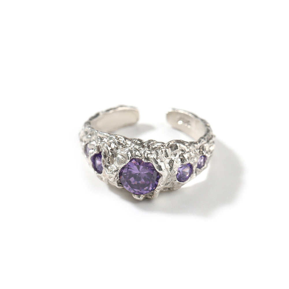 Hip-Hop 925 Silver Ring with Purple Zircon - MERGE.DAY.1.FREESTYLE