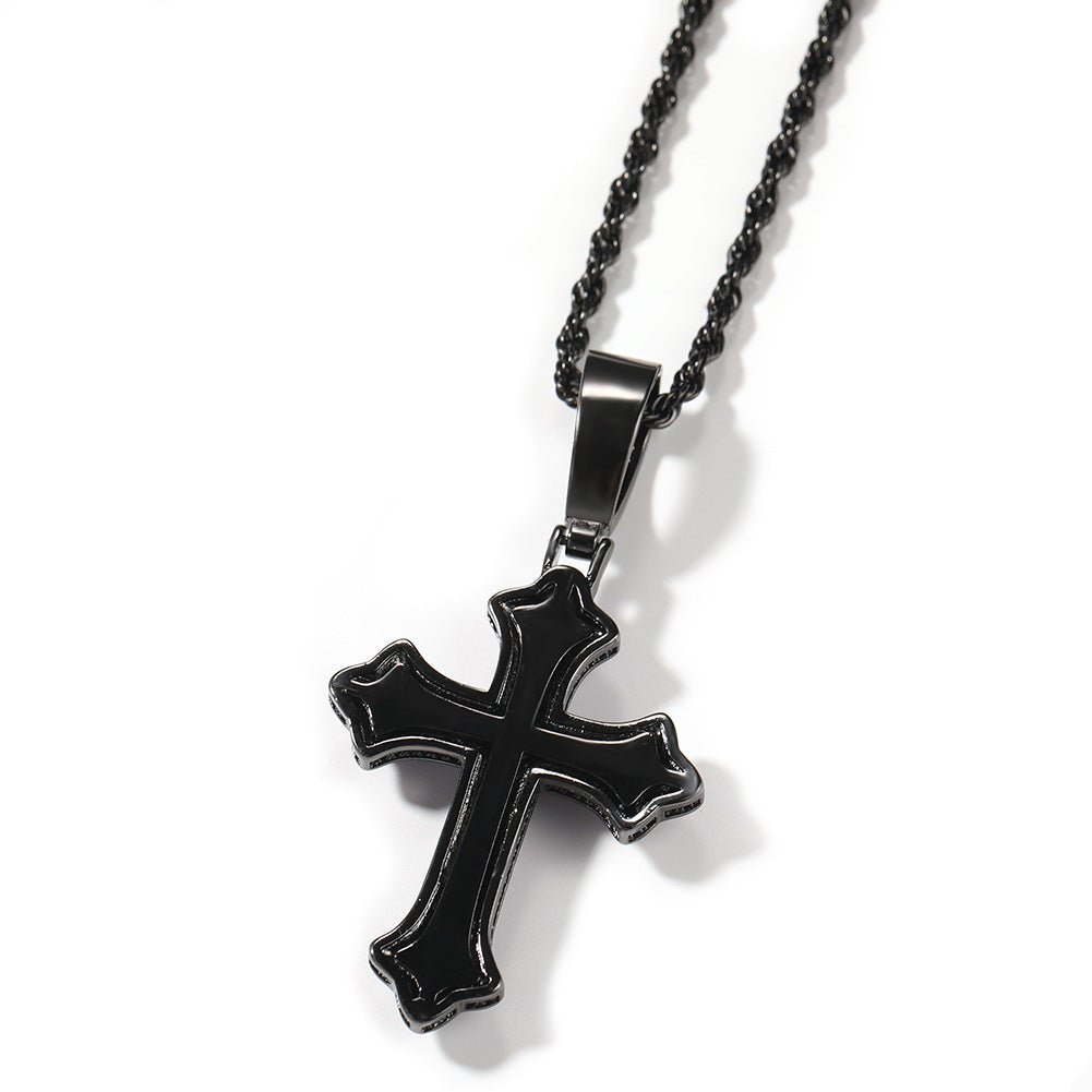 Hip-hop cross-shaped diamond Cubic Zirconia necklace - MERGE.DAY.1.FREESTYLE