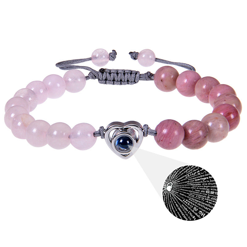 Pink zebra stone beaded heart-shaped projection bracelet - MERGE.DAY.1.FREESTYLE