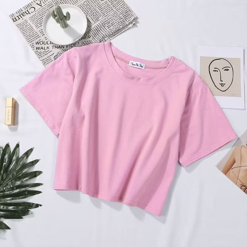 Loose solid color versatile short student T-shirt - MERGE.DAY.1.FREESTYLE