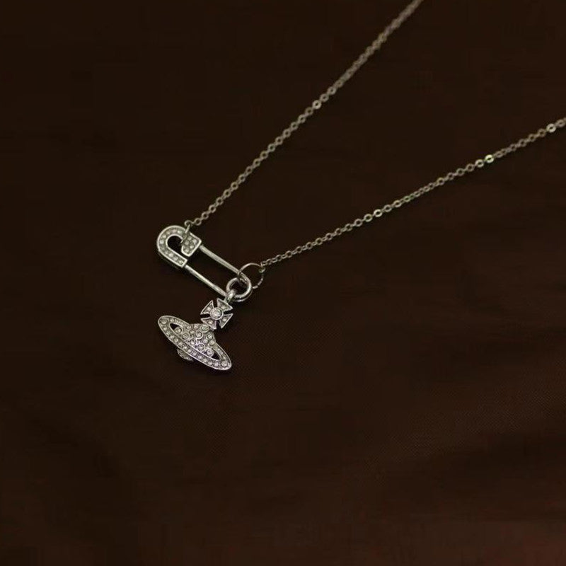 Brooch pearl necklace women's paper clip necklace - MERGE.DAY.1.FREESTYLE
