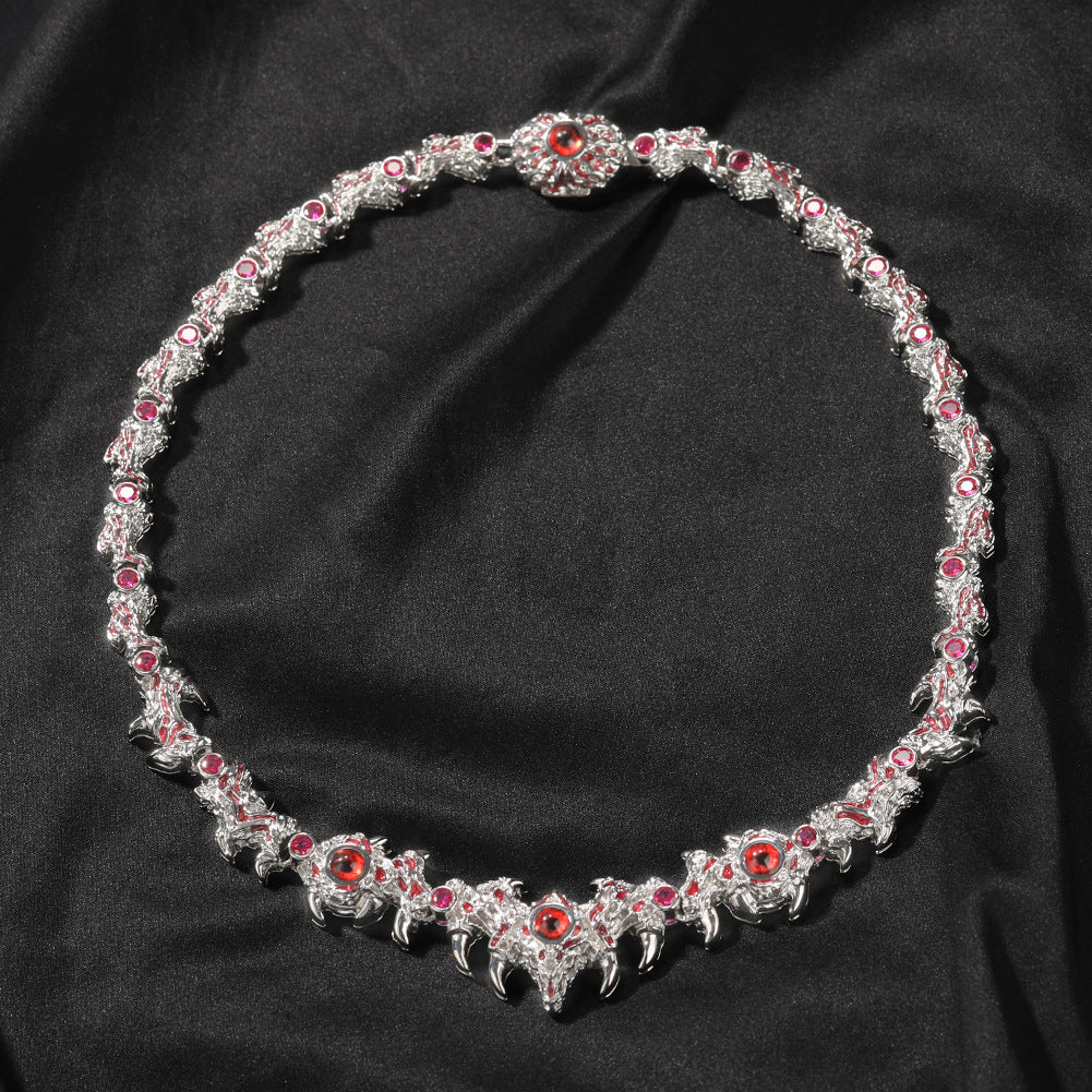 Hip-hop exaggerated spiky parasitic red-eyed thorn diamond-encrusted necklace - MERGE.DAY.1.FREESTYLE