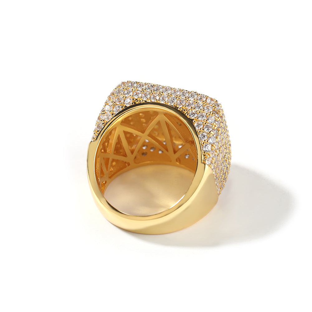 Hip-hop large square ring with zircon - MERGE.DAY.1.FREESTYLE