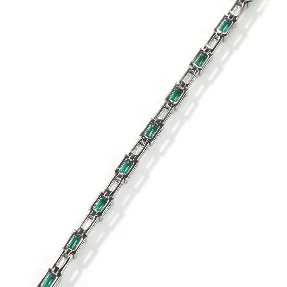 Hip-hop zircon-encrusted emerald color-matching tennis chain - MERGE.DAY.1.FREESTYLE