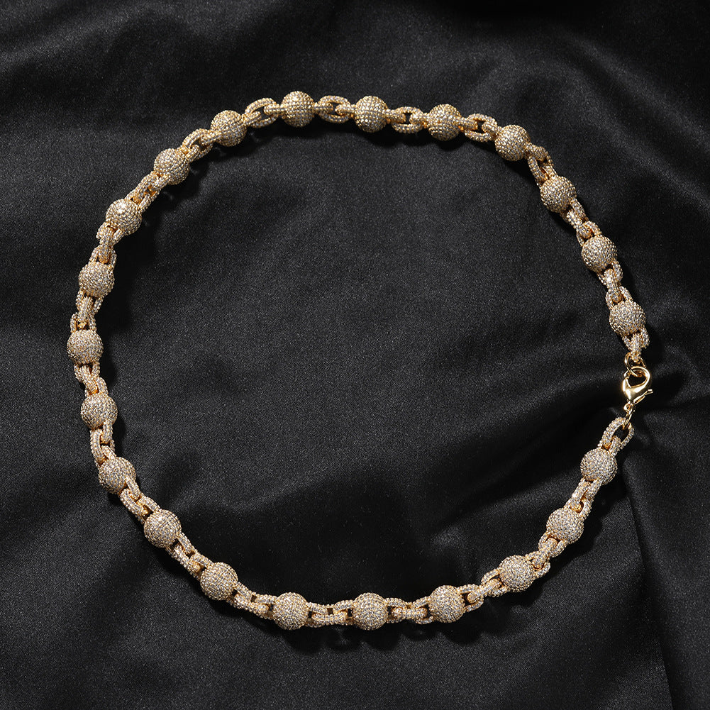 mens gold 5A Zirconia Ball chain necklace - MERGE.DAY.1.FREESTYLE