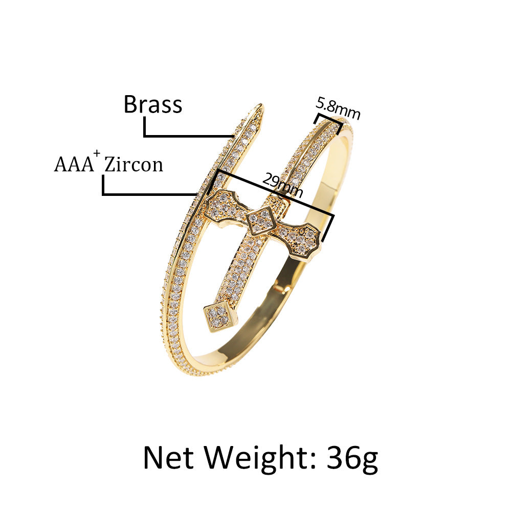 Hip-hop full-diamond justice sword bracelet inlaid with zircon - MERGE.DAY.1.FREESTYLE