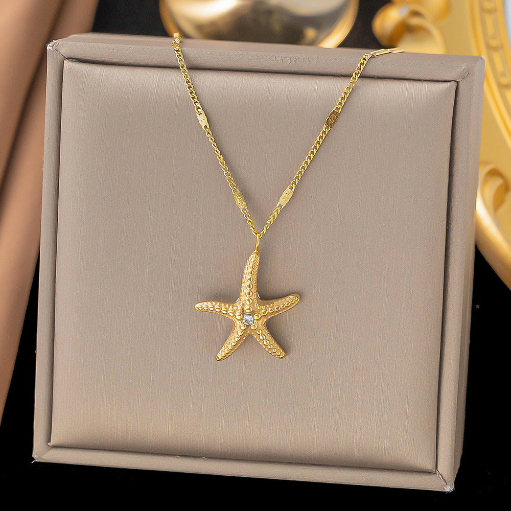 starfish shell necklace double-layer gold necklace - MERGE.DAY.1.FREESTYLE