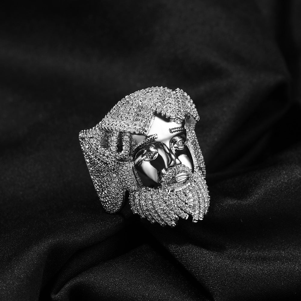 Hip-hop exaggerated portrait inlaid zircon ring - MERGE.DAY.1.FREESTYLE