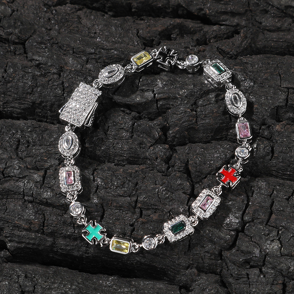 Hip-Hop Diamond-Encrusted 6mm Colored Gemstone Bracelet - MERGE.DAY.1.FREESTYLE