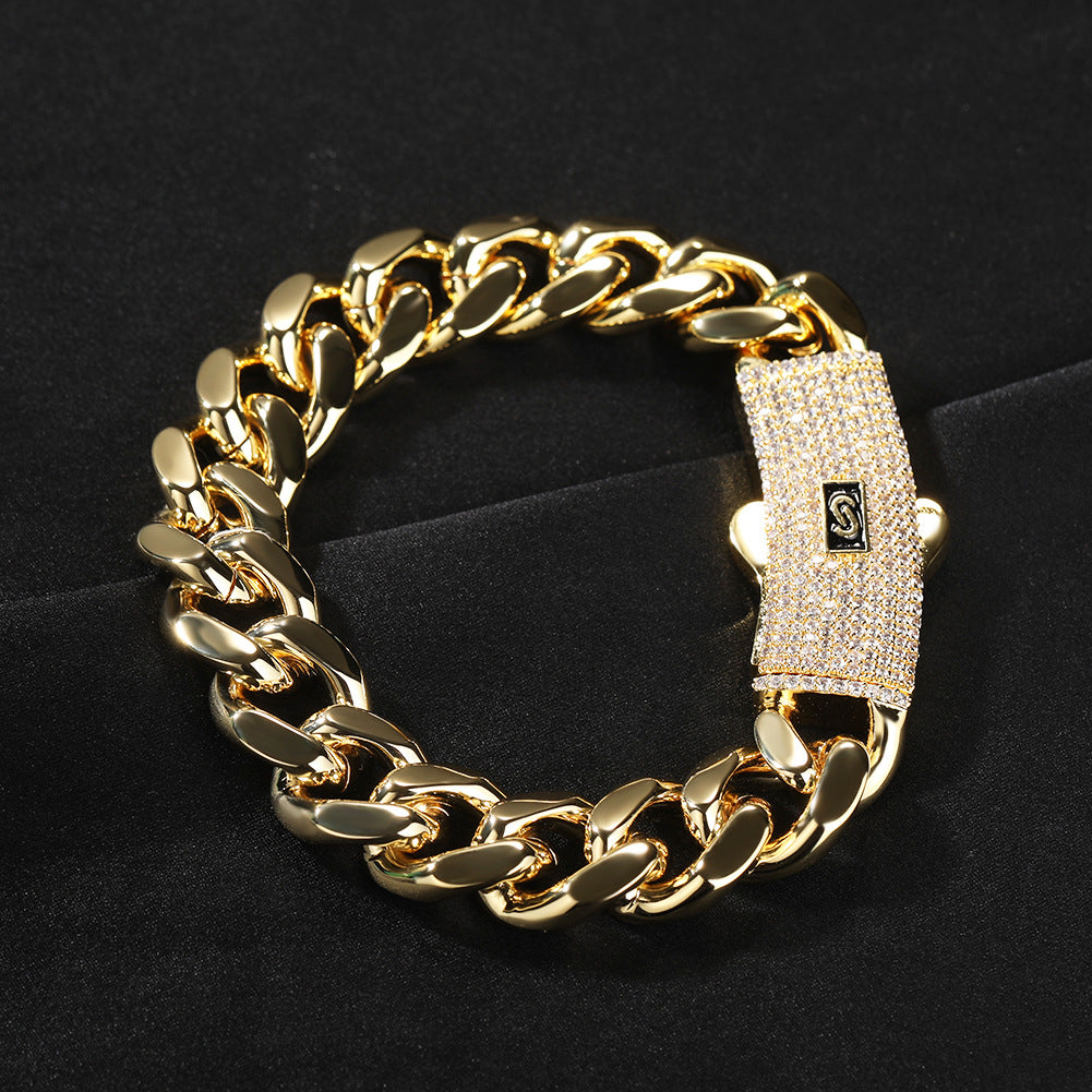 Hip-hop diamond-encrusted clasp smooth Cuban chain - MERGE.DAY.1.FREESTYLE