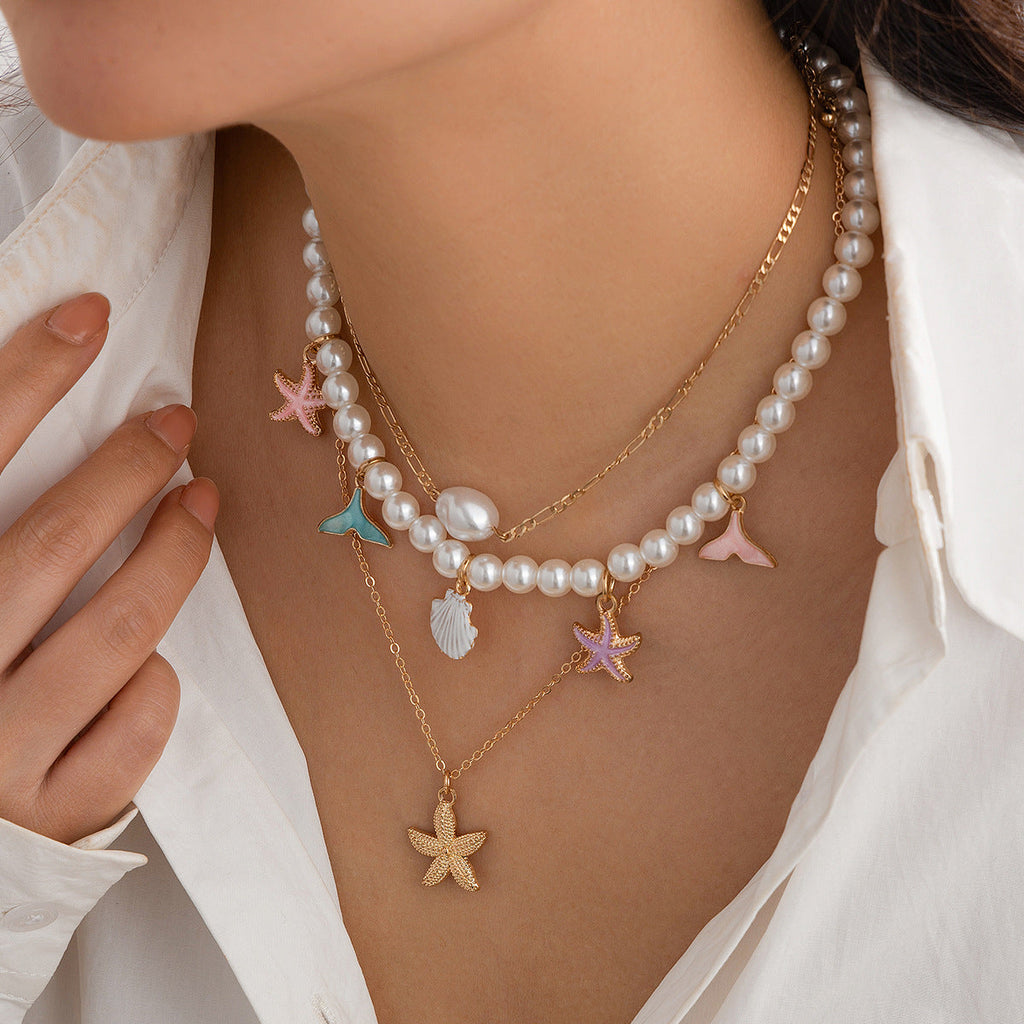 starfish necklace pearl shell necklace - MERGE.DAY.1.FREESTYLE