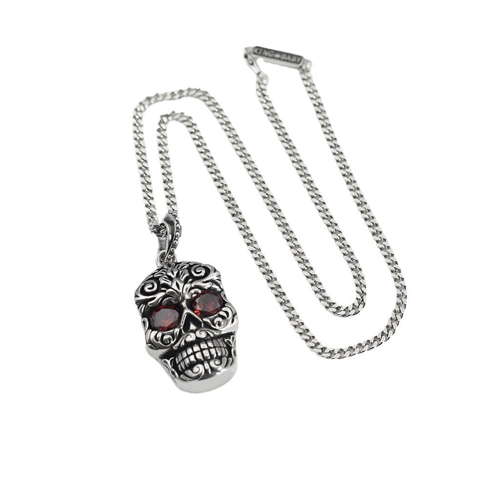 Retro Baroque garnet eye skull pendant - MERGE.DAY.1.FREESTYLE