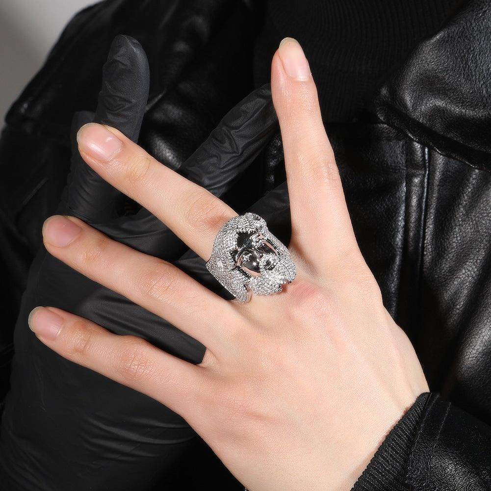 Hip-hop exaggerated portrait inlaid zircon ring - MERGE.DAY.1.FREESTYLE