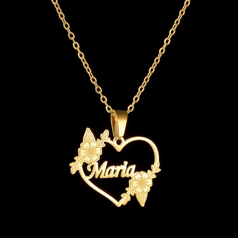 Hollow Love Customized Name Necklace Laser Marked Clavicle Chain - MERGE.DAY.1.FREESTYLE