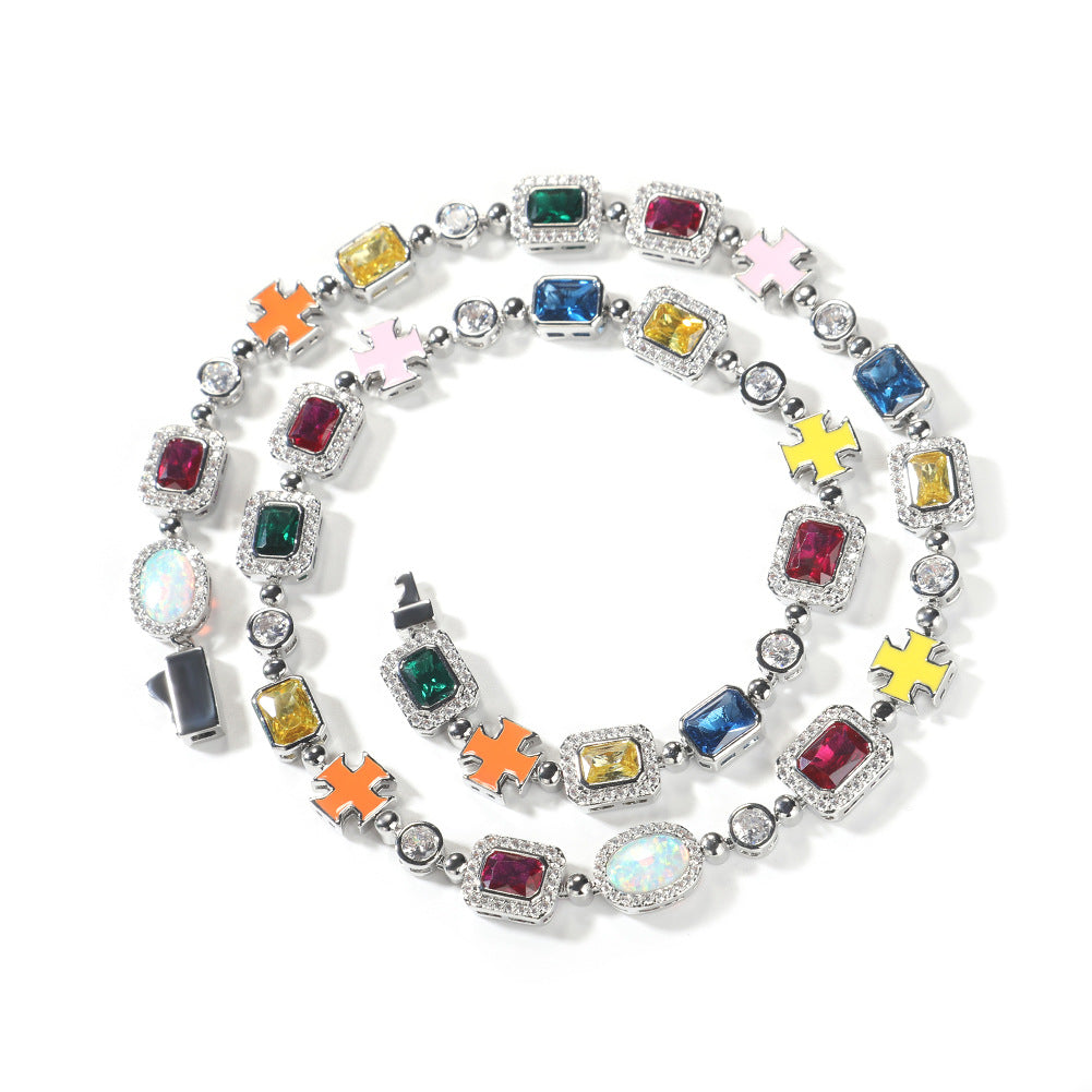 Hip-hop diamond multi-colored gemstone necklace - MERGE.DAY.1.FREESTYLE
