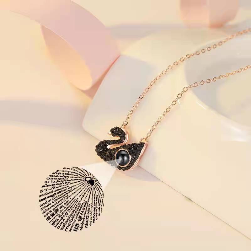Custom Photo Projection Swan Pendant Necklace - MERGE.DAY.1.FREESTYLE