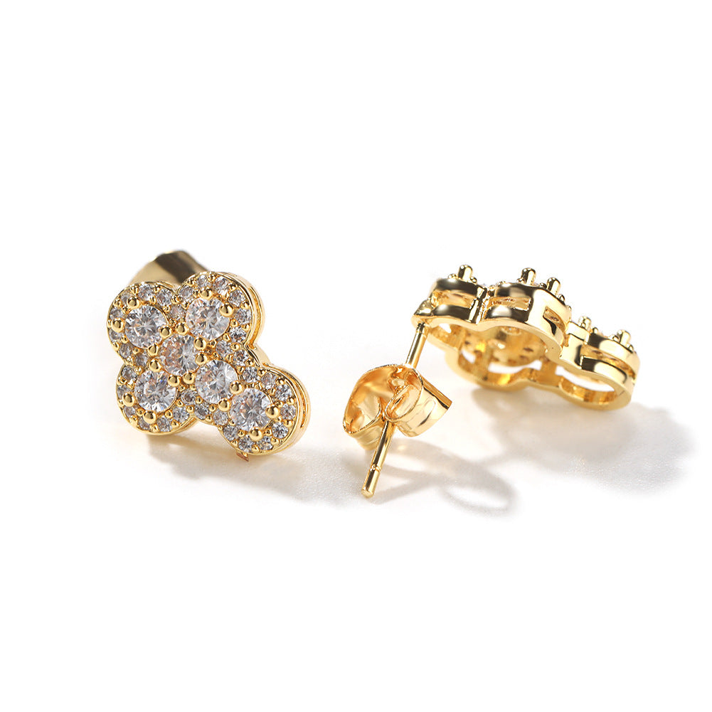 Hip-hop fashion diamond-encrusted cross stud earrings - MERGE.DAY.1.FREESTYLE