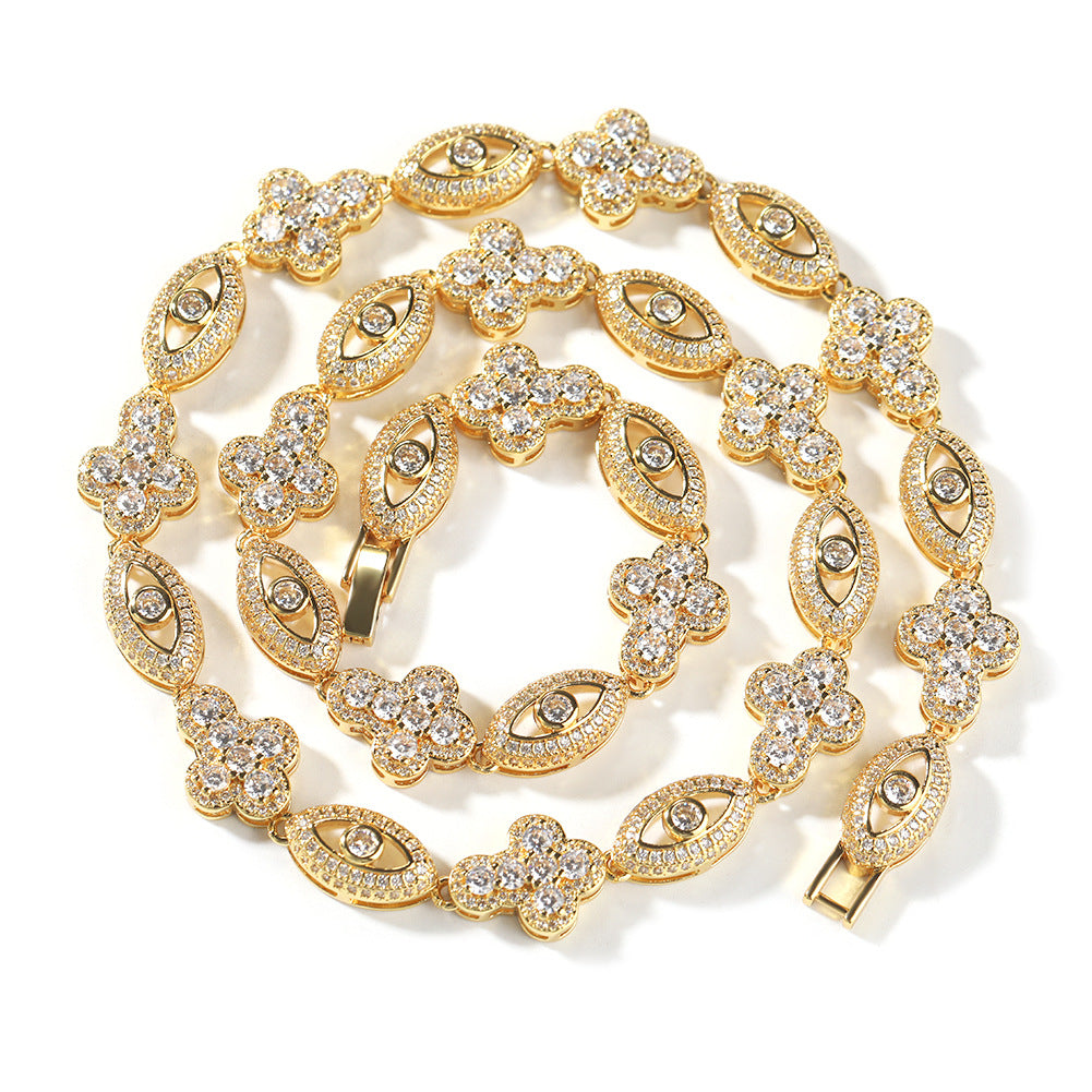 mens gold chain Diamond eye cross necklace - MERGE.DAY.1.FREESTYLE