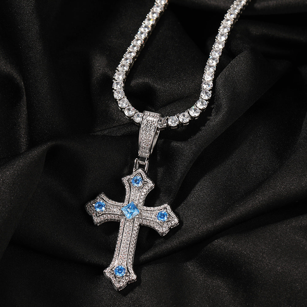 Hip-hop cross-shaped diamond Cubic Zirconia necklace - MERGE.DAY.1.FREESTYLE