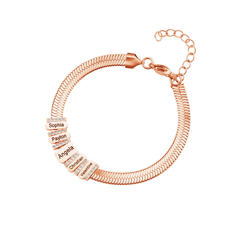 Flat snake bone chain diamond engraving bracelet - MERGE.DAY.1.FREESTYLE