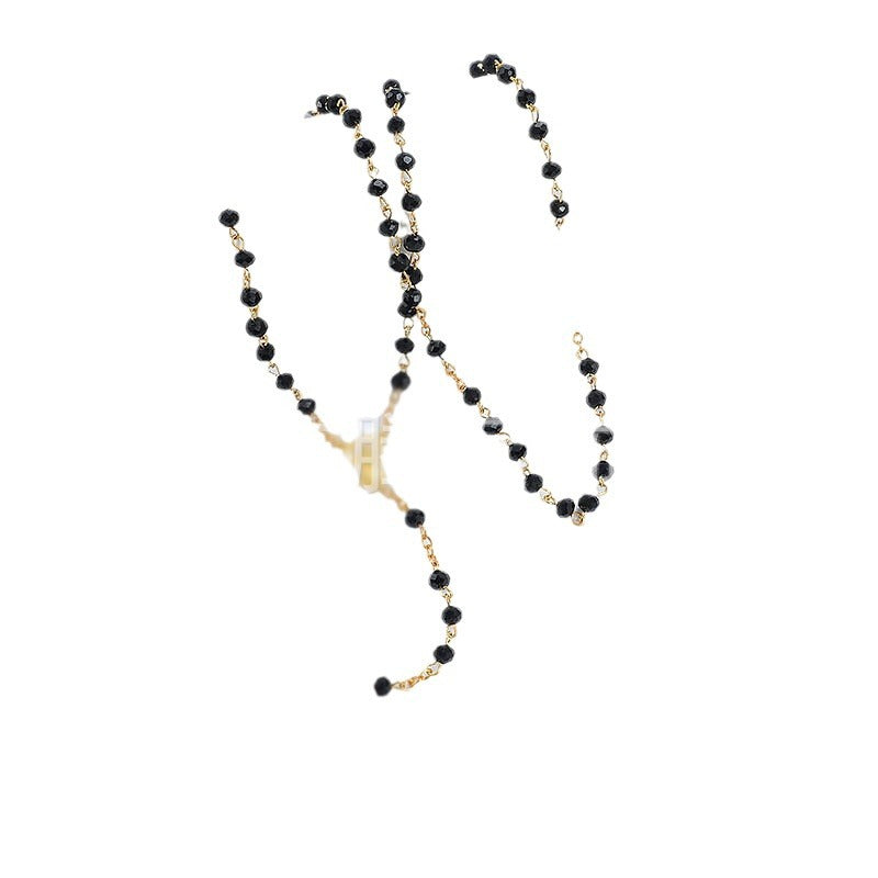 rosary necklace colorful pink crystal necklace - MERGE.DAY.1.FREESTYLE