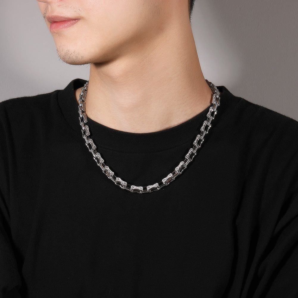 Hip Hop Rhinestone 5mm Bicycle Chain Necklace - MERGE.DAY.1.FREESTYLE