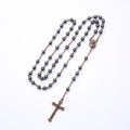 Black gallstone round bead rosary necklace - MERGE.DAY.1.FREESTYLE
