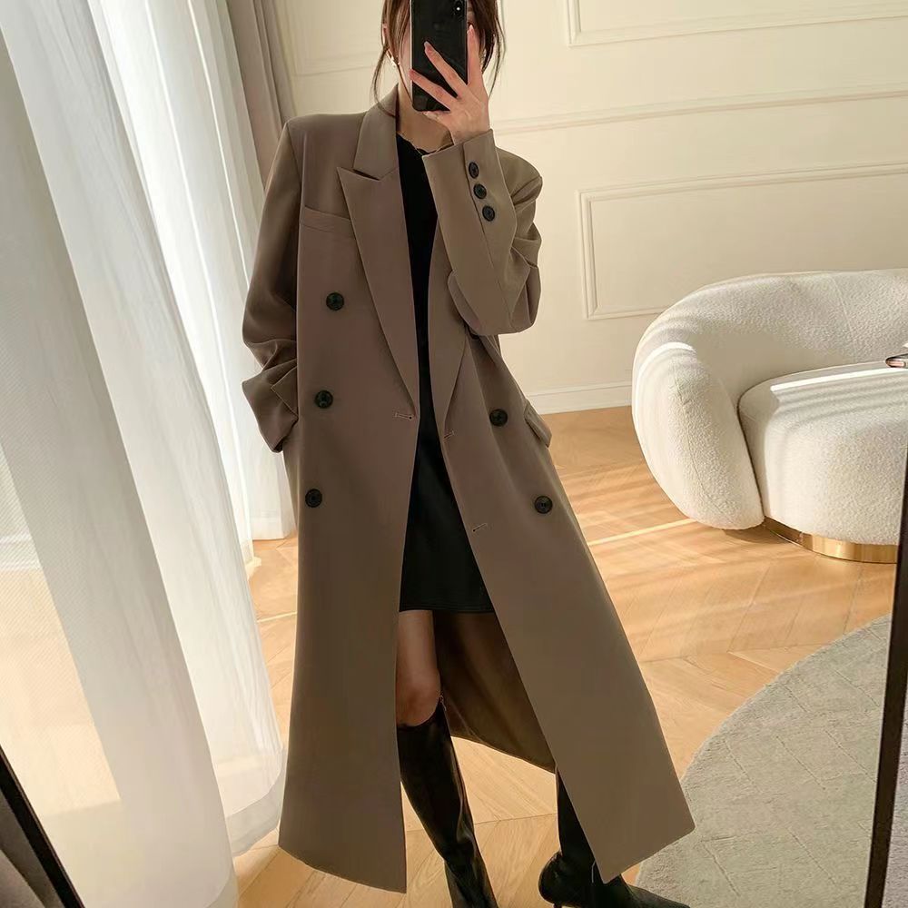 Double-breasted suit collar long coat - MERGE.DAY.1.FREESTYLE