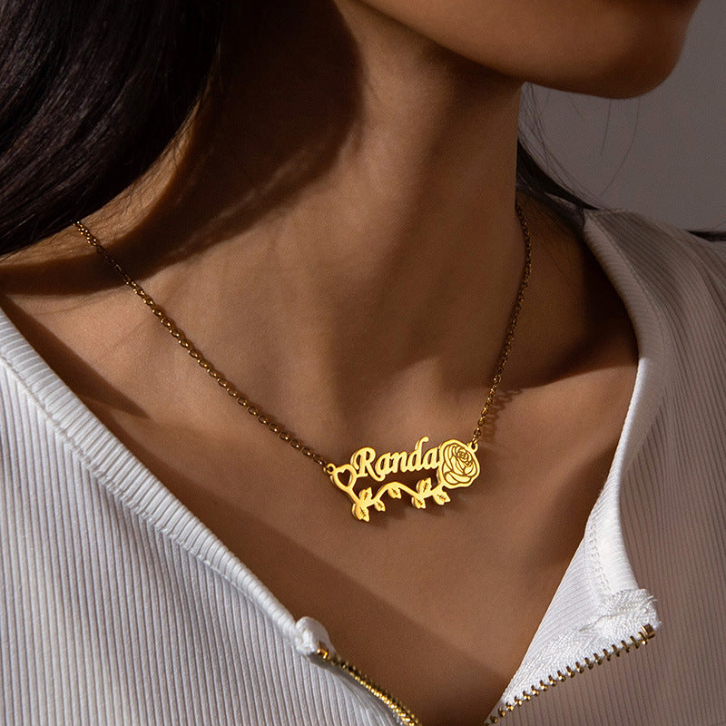 rose custom name necklace diy personalized jewelry - MERGE.DAY.1.FREESTYLE