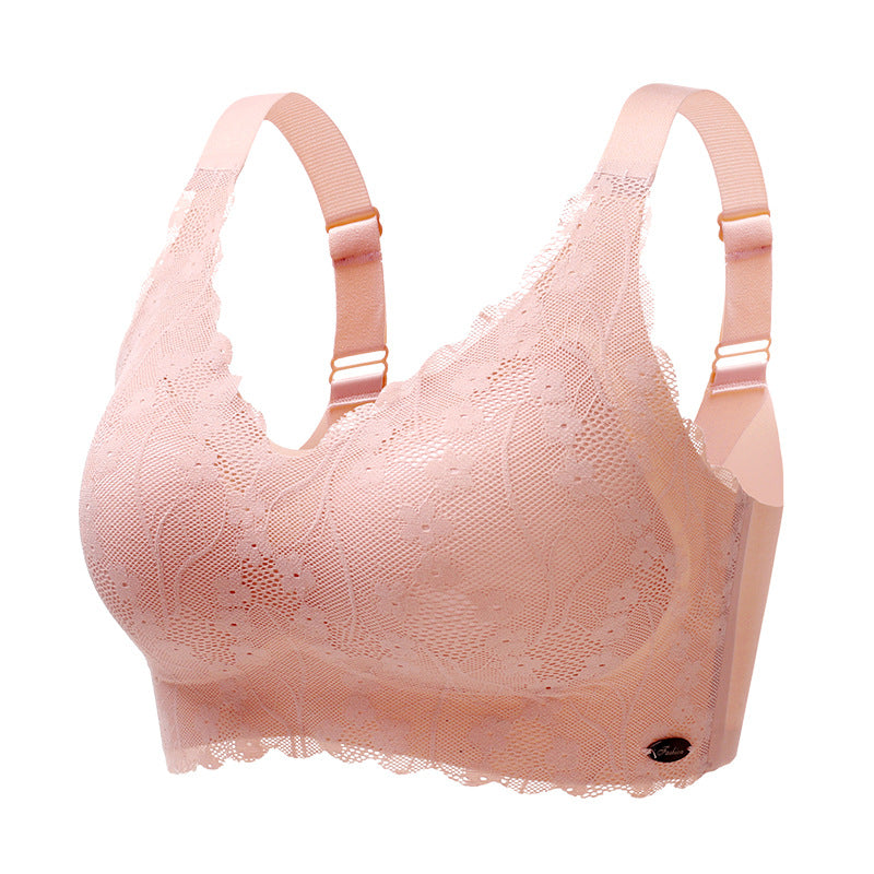 Seamless Large Size Intimates for Women, Thin, Fat mm 100kg, Fixed Cup, Big Breasts, Small Sports Push-Up Vest Bra D