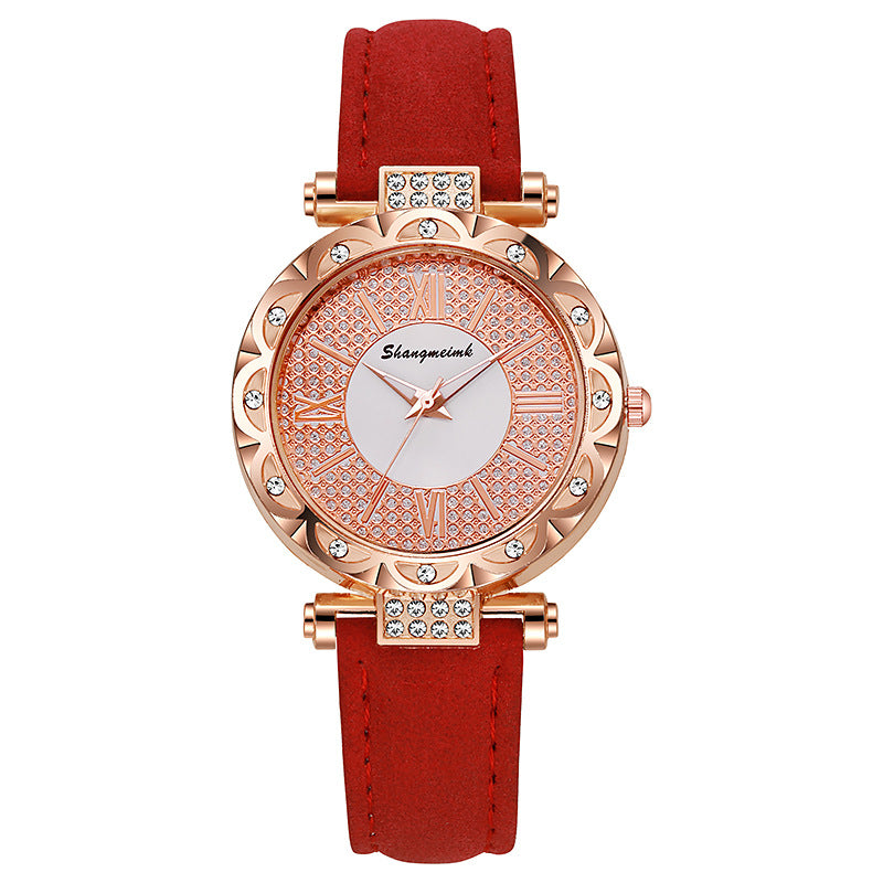 Korean-style quartz watch with a simple leather strap. - MERGE.DAY.1.FREESTYLE