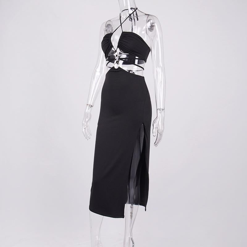Summer Dress For Women Sexy Cutout Lace-up High Slit Maxi Long Dresses - MERGE.DAY.1.FREESTYLE