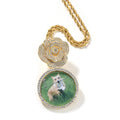 Copper Zircon Round DIY Photo Pendant Rose Button Diamond Necklace - MERGE.DAY.1.FREESTYLE