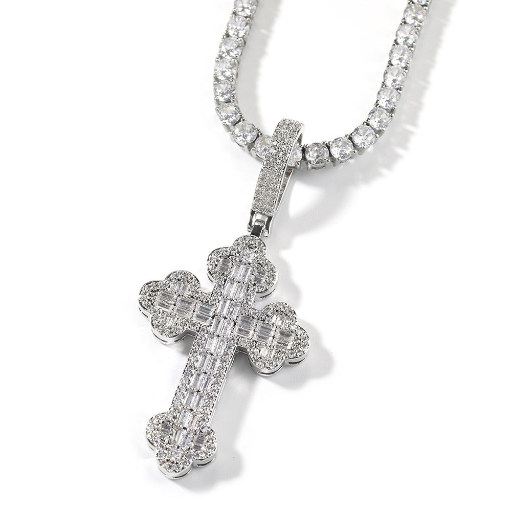 Hip-hop large diamond-encrusted cloud cross pendant - MERGE.DAY.1.FREESTYLE