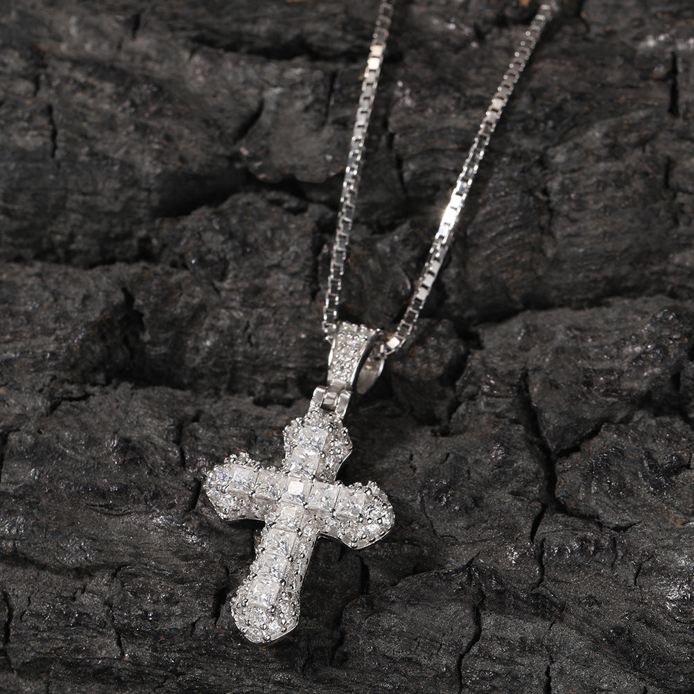 Gold-plated, diamond-encrusted mini cross necklace - MERGE.DAY.1.FREESTYLE