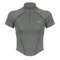 Invisible Zipper Stand Collar Short Sleeve Top Slim Fit Bottom T-Shirt - MERGE.DAY.1.FREESTYLE