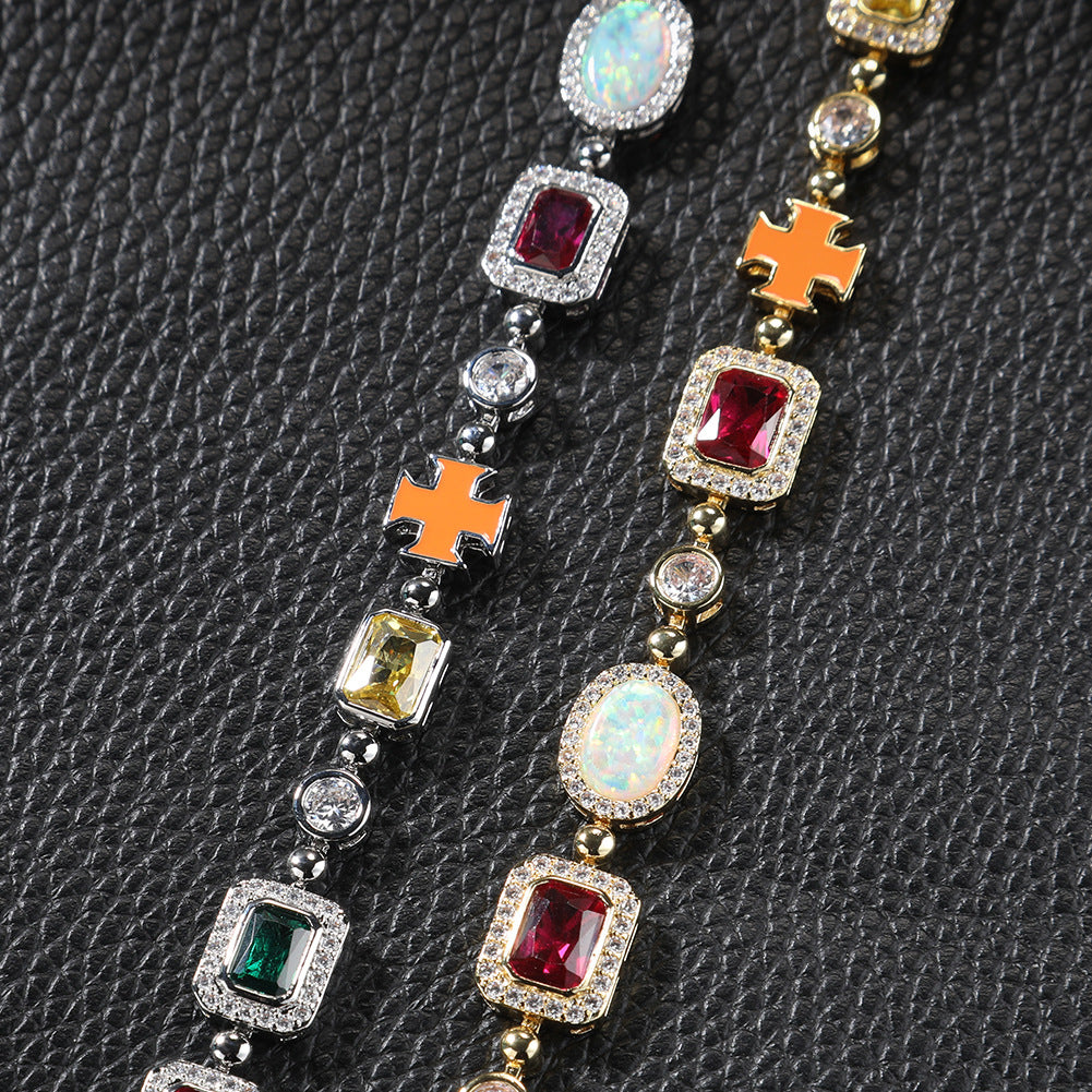 Hip-hop diamond multi-colored gemstone necklace - MERGE.DAY.1.FREESTYLE