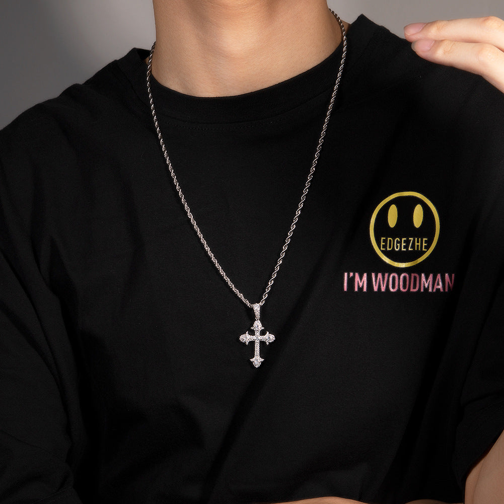 Hip-Hop Diamond-Encrusted Zircon Cross Necklace - MERGE.DAY.1.FREESTYLE