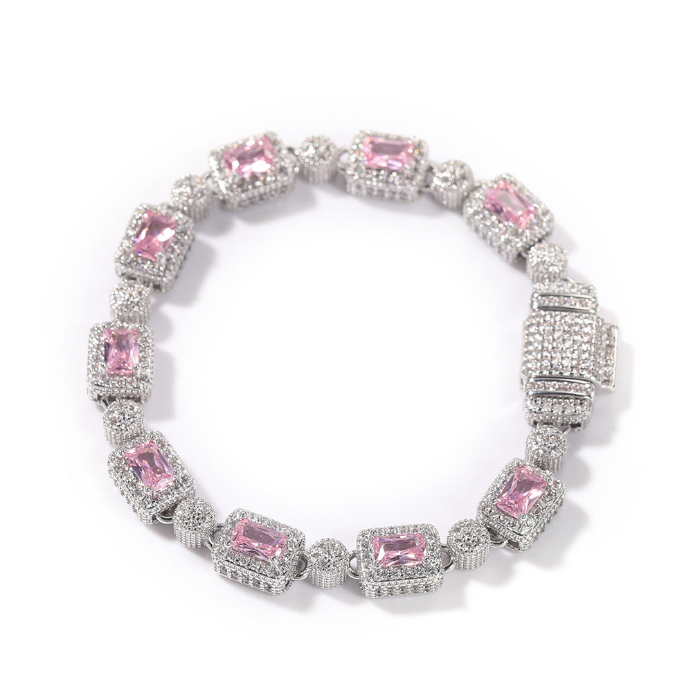 Copper inlaid pink zircon hip-hop bracelet - MERGE.DAY.1.FREESTYLE