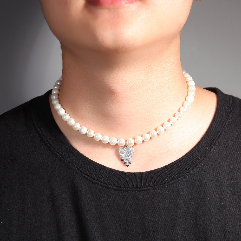 Water Drop Love Pearl Necklace Hip Hop Trend Necklace - MERGE.DAY.1.FREESTYLE